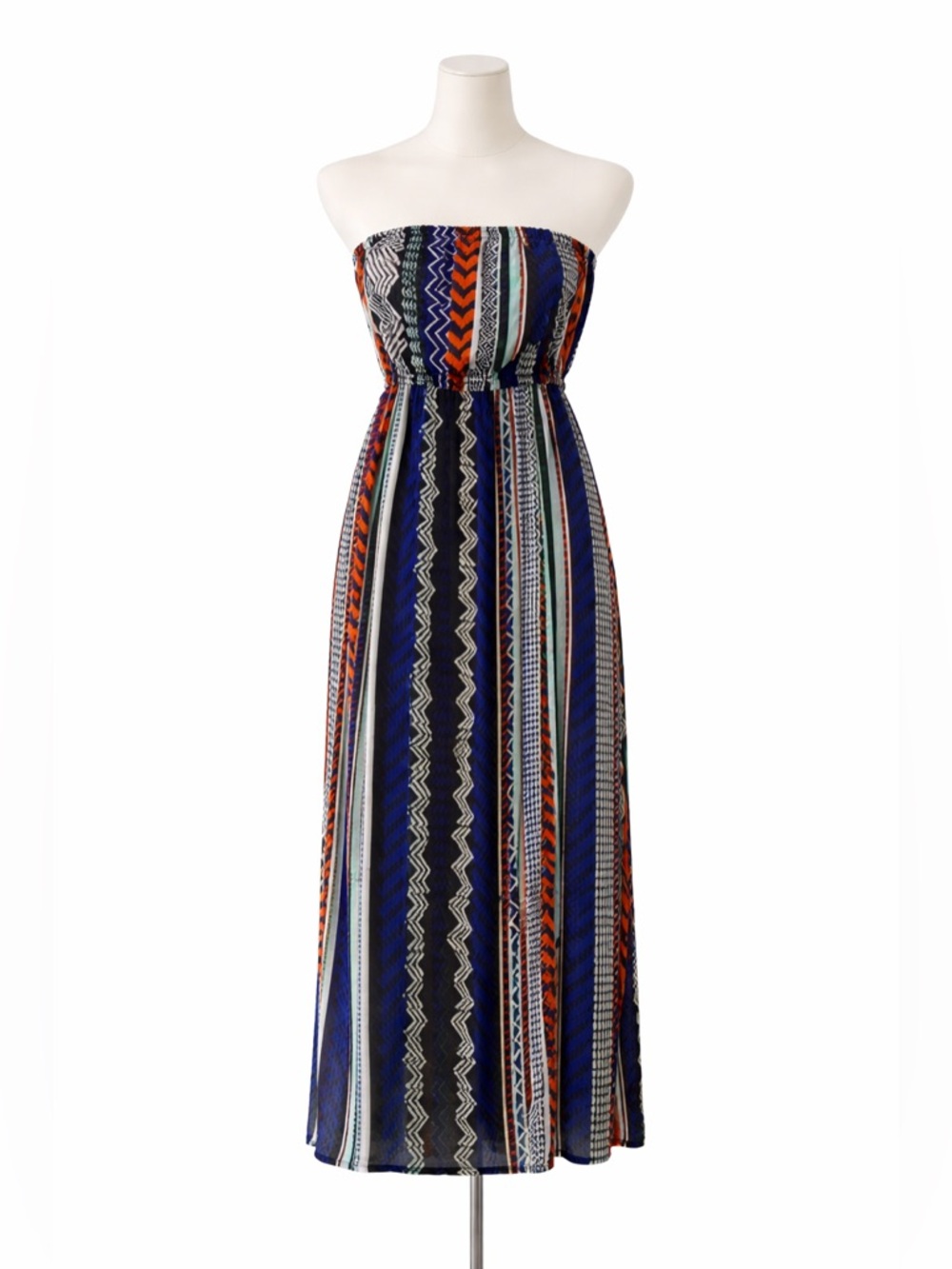 Bar III Blue and Red Zigzag Maxi Dress